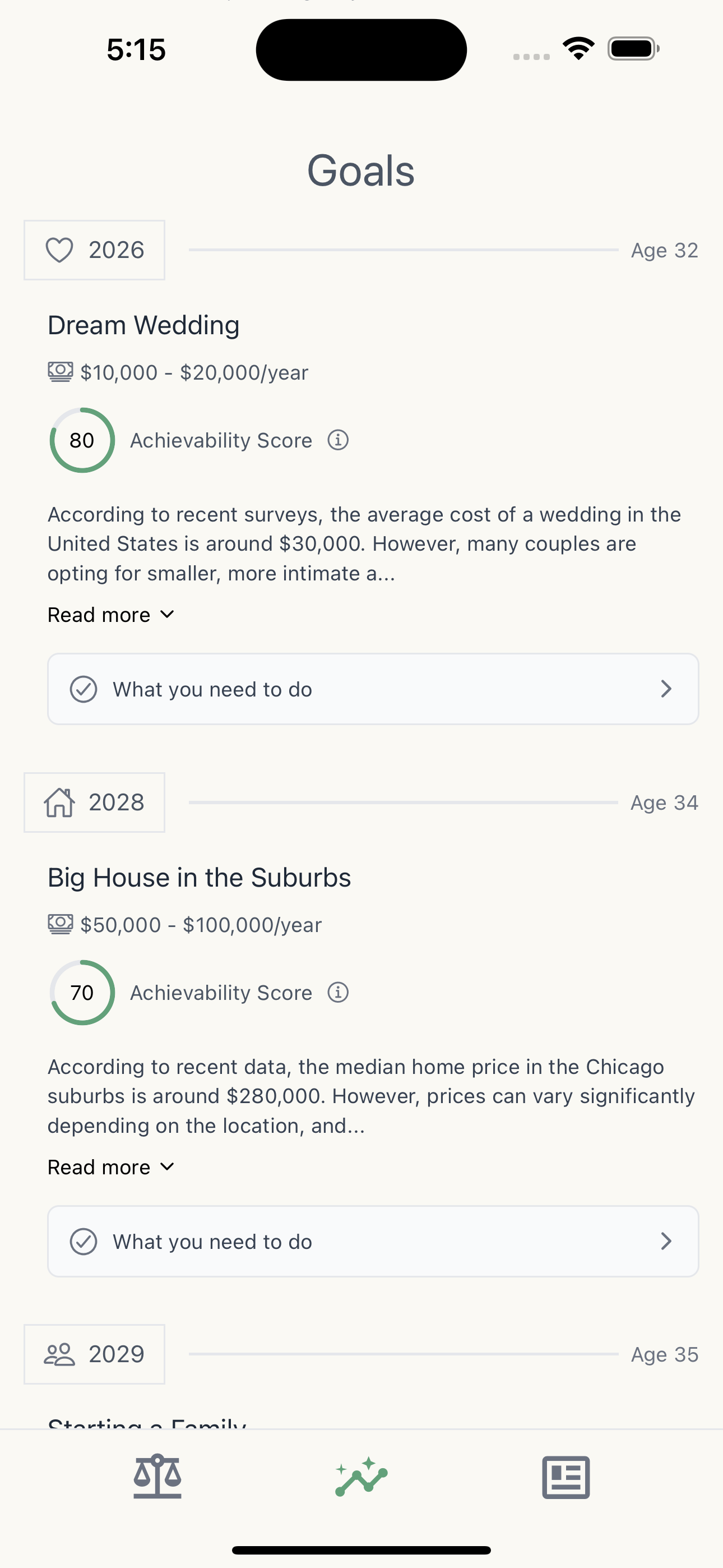 Bench Fi App Financial Plan Screen